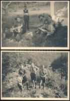 cca 1930 Cserkészek táborozása, 10 db fotó, 8×13 és 10×15 cm
