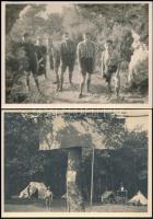cca 1930 Cserkészek táborozása, 10 db fotó, 8×13 és 10×15 cm