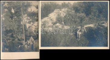 cca 1930 Cserkészek táborozása, 10 db fotó, 8×13 és 10×15 cm