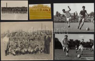 Futballal kapcsolatos feliratozott fotók, 19 db, 5,5×8,5 és 17×23 cm közötti méretekben