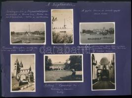 cca 1920-1930 Győrt és környékét ábrázoló 8 db fotó, albumlapra ragasztva, feliratozva, 5×8 és 11×9 cm közötti méretekben