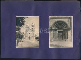 cca 1920-1930 Győrt és környékét ábrázoló 8 db fotó, albumlapra ragasztva, feliratozva, 5×8 és 11×9 ...