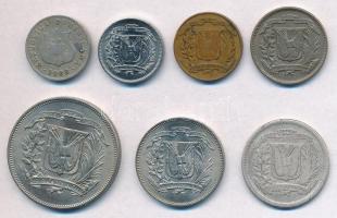Dominikai Köztársaság 1888-1975. 2 1/2c - 1/2P (7xklf) közte 1944. 10c Ag T:1-,2,2- Dominican Republic 1888-1975. 2 1/2 Centavos - 1/2 Peso (7xdiff) including 1944. 10 Centavos Ag C:AU,XF,VF