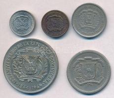 Dominikai Köztársaság 1969-1976. 1c-1P (5xdiff) T:1-,2,2- Dominican Republic 1969-1976. 1 Centavo - 1 Peso (5xklf) C:AU,XF,VF