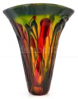 Irizáló fújt üveg váza, hibátlan, jelzés nélkül, m:26 cm
