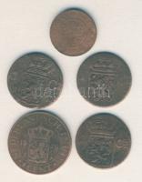 Holland-India 1838-1920. 1/2c (1x), 1c (4x) mind klf évszámmal! T:3 (4x),4 (1x)