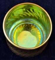 Zsolnay eozin mázas kis kaspó, jelzett, kopott, m:8 cm, d:8,5 cm