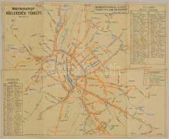 1948 Nagybudapest közlekedési térképe, kis szakadással, 46×38 cm
