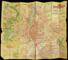 Budapest térképe, 1: 25.000, M. Kir. Térképészeti Intézet, szakadt, a hátoldalon javításokkal, 74x90 cm