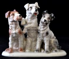 Kutyák, kézzel festett, jelzés nélkül, kopott, m:16,5 cm, h:20 cm