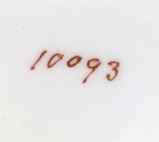 Rózsa mintás ágytál, kézzel festett, jelzés nélkül, kopott, d:21 cm, m:14 cm