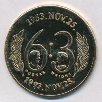 1993. Magyarország-Anglia 6:3 - 1953. Nov. 25. aranyozott fém emlékérem tokban (42,5mm) T:PP ujjlenyomatos,fo.