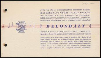 1902-1948 Győri Zeneegyleti Zeneiskola meghívói, programjai, 5 db