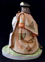 Zsolnay furulyázó pásztor, kézzel festett, jelzett, hibátlan, m:24 cm