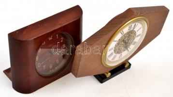 2 db MOM fa asztali óra, az egyik nem működik, 22x16 és 11x15 cm