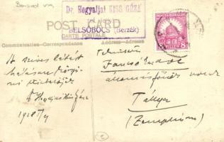 1928 Belső-Bőcs, Bőcs; Parókia, gyerekek. Dr. Hegyaljai Kiss Géza református lelkész levele a hátold...