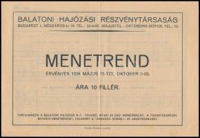 1936 A Balatoni Hajózási Részvénytársaság menetrendje, jó állapotban, 8p