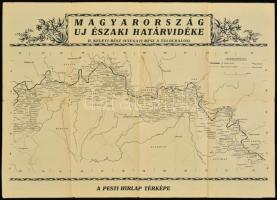 cca 1938 Magyarország új északi határvidéke, kétoldalas térkép, Pesti Hírlap, 57x42 cm