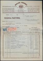 1944 Bp. VI., A Malek Ferenc Gépkereskedelmi Vállalat M. Kir. Honvéd 20. gyalogezred részére kiállított számlája, 3 db számlailleték és 21 db illetékbélyeggel, szép állapotban