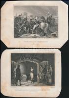 cca 1830-40 6 db Napoleon témájú metszetek (acélmetszet, rézmetszet), körbevágottak, foltosak, 9x13 ...