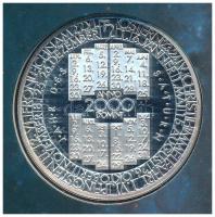 Ausztria 2000. Naptárérem, jelzett Ag emlékérem, karton díszlapon (26g/0.900/40mm) T:PP kis patina
...