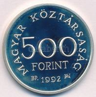 1992. 500Ft Ag "Károly Róbert" tanúsítvánnyal, dísztokban T:PP kis patina 
Adamo EM123
