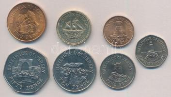 Jersey 1983. 1/2p-50p (6xklf) + 1994. 1Ł T:1- Jersey 1983. 1/2 Penny - 50 Pence (6xdiff) + 1994. 1 Pound C:AU