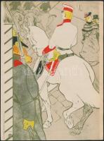 Henri de Toulouse-Lautrec (1864-1901): Lovas. Színes litográfia, papír, jelzett a nyomaton, 26x19 cm