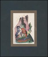 1921 Franz Marc (1880-1916): 4 db színes klisé, papír, a kis példányszámú német expresszionista Genius mellékletéből, jelzés nélkül, 14×9,5 cm
