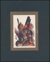 1921 Franz Marc (1880-1916): 4 db színes klisé, papír, a kis példányszámú német expresszionista Geni...