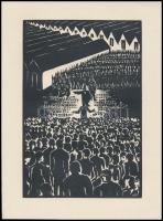 Frans Masereel (1889-1972): Összecsapás előtt, fametszet, papír, jelzett a metszeten, 16x11 cm