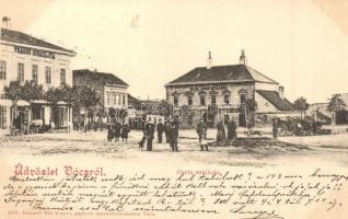 1899 Vác, Curia szálloda, Tragor Ignácz és fia üzlete, tér