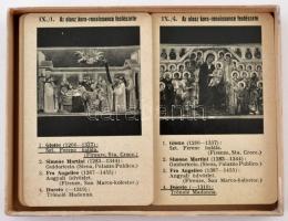 cca 1930-1940 Művészettörténeti quartett, 64 lapos kártyajáték, saját, kissé kopott dobozában