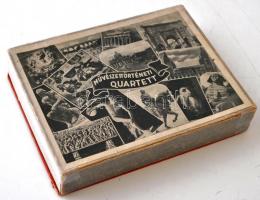cca 1930-1940 Művészettörténeti quartett, 64 lapos kártyajáték, saját, kissé kopott dobozában