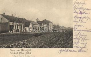 1907 Móricföld, Maureni; utcakép, üzletek. J. Dajkovits kiadása / street view, shops