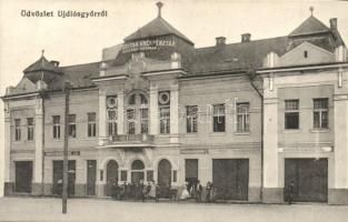 Újdiósgyőr, Diósgyőr (Miskolc); Takarékpénztár rt., Wiesenberg Mór üzlete, Községi hivatalos helyiség, Fiók tejcsarnok, mészárszék, hentes. Grünwald Ignác kiadása (EK)