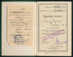 1937 A párkányi (Felvidék) Földműves Kölcsönös Pénztár tagsági könyve magyar és szlovák nyelven, szép állapotban