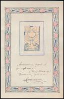 1935 Csenkey Ágoston hitoktató, besztercei későbbi főesperes - plébános, Márton Áron püspök harcostársa saját kezű beírása, kézzel rajzolt dekoratív keretben