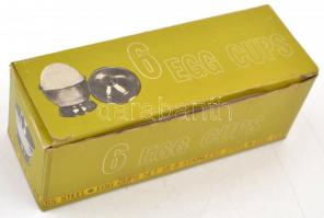 6 db fém tojástartó, eredeti papírdobozában