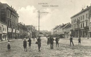 1914 Sopron, Várkerület, Röttig Gusztáv és Ritter Vilmos üzlete, Pesti Magyar Kereskedelmi Bank / Grabenrunde