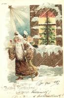 1900 Boldog Karácsonyi Ünnepeket! Mikulás / Christmas greeting card, Saint Nicholas. No. 5299. litho
