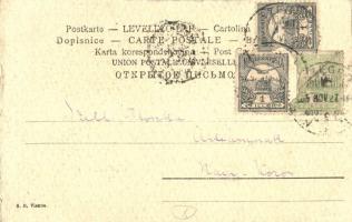 1905 Hunter cleaning his gun, hunting dog. S.B. Vienna