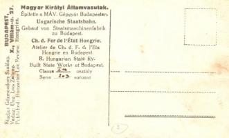 Magyar Királyi Államvasutak I.n. osztályú 203. sorozatú 802-es számú gőzmozdonya. Építette a MÁV Gép...