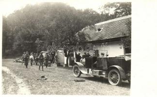1927 Jósvafő, cserkésztábor, kocsit szerelő sofőr / scout camp, driver repairing the automobile. photo