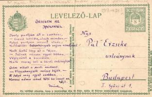 1917 Őrségen az Ipolynál. Kézzel rajzolt cserkész művészlap. A lapot Márkus Miklós, cserkészvezető é...