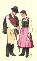Marosszéki székely népviselet / Székely folklore, couple from Scaunul Muresului s: Haáz