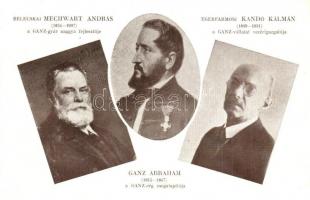 Ganz cég vezetői: Ganz Ábrahám, Mechwart András és Kandó Kálmán / Hungarian iron and machine factory leaders (EK)