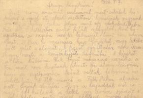 1942 Bielitz Sándorné levele férjének Bielitz Sándor úr zsidó 105/4. IV. sz. KMSZ-nek (közérdekű mun...