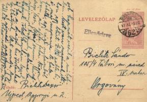 1942 Bielitz Dezső levele Bielitz Sándor zsidó 105/4. IV. sz. KMSZ-nek (közérdekű munkaszolgálatos) az orgoványi munkatáborba / WWII Letter for a Jewish labor serviceman to the labor camp of Orgovány. Judaica + 12f Ga. (EK)