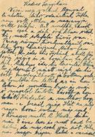 1942 Bielitz Dezső levele Bielitz Sándor zsidó 105/4. IV. sz. KMSZ-nek (közérdekű munkaszolgálatos) ...